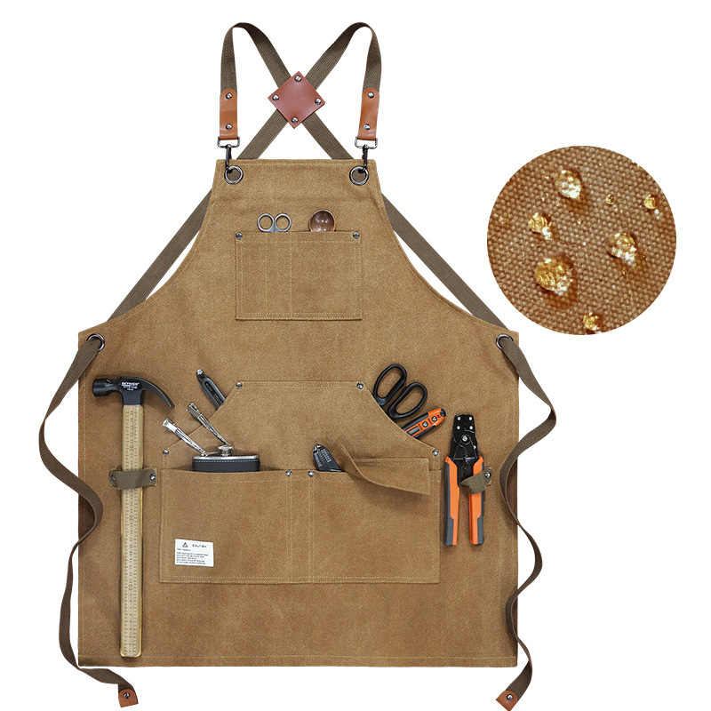 Woodworking Artisans - Thick Canvas Waterproof Apron Multi-pocket Cross