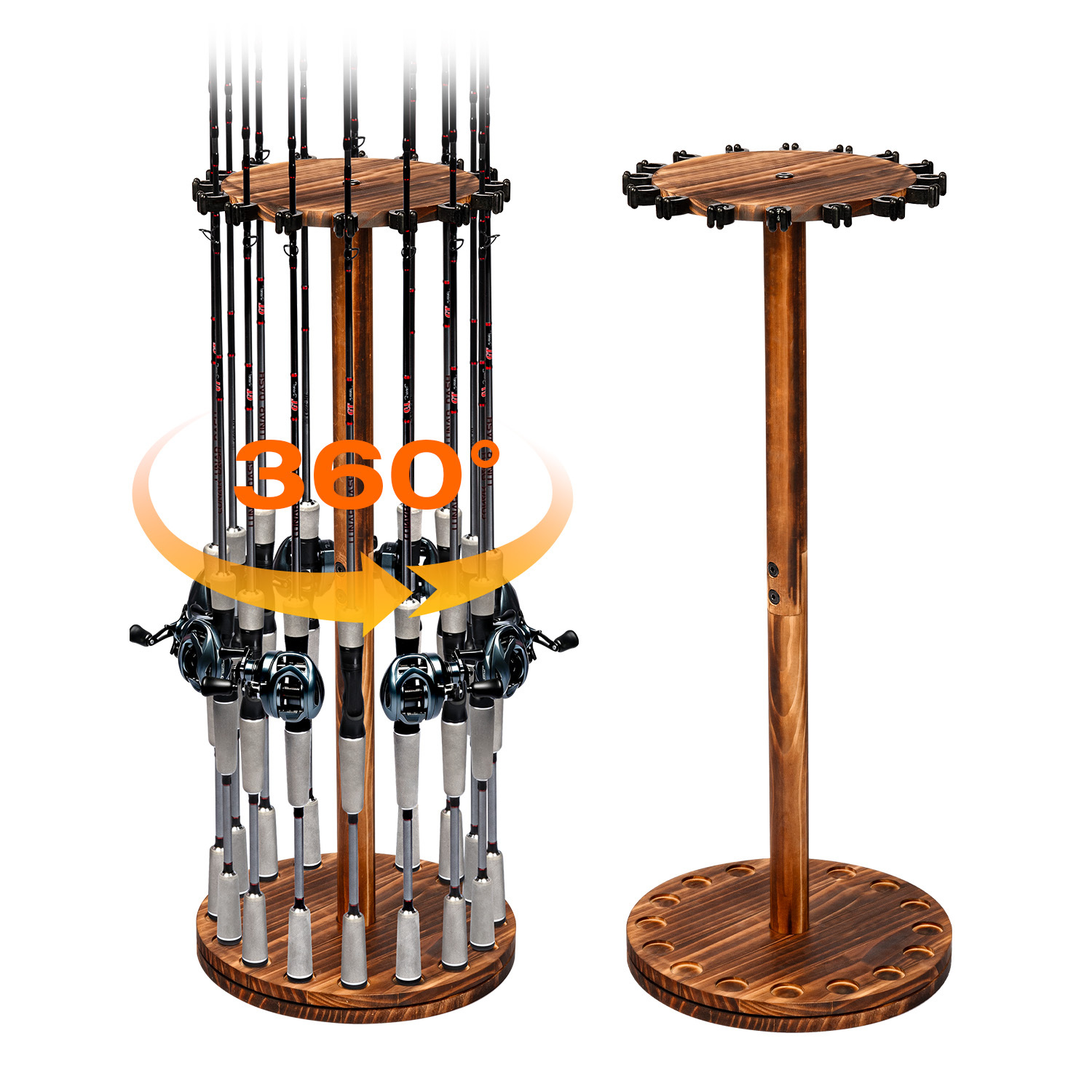 Woodworking Show - Round Carbonized Wood Fishing Rod Holder
