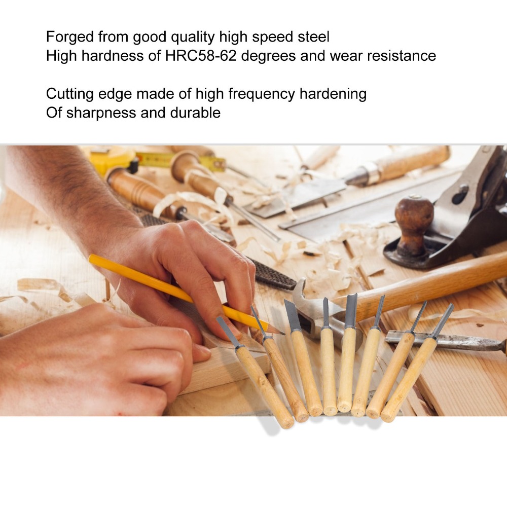 8PCS HSS Steel Wood Turning Ch - огляд і ціна Skew Chisel Wood