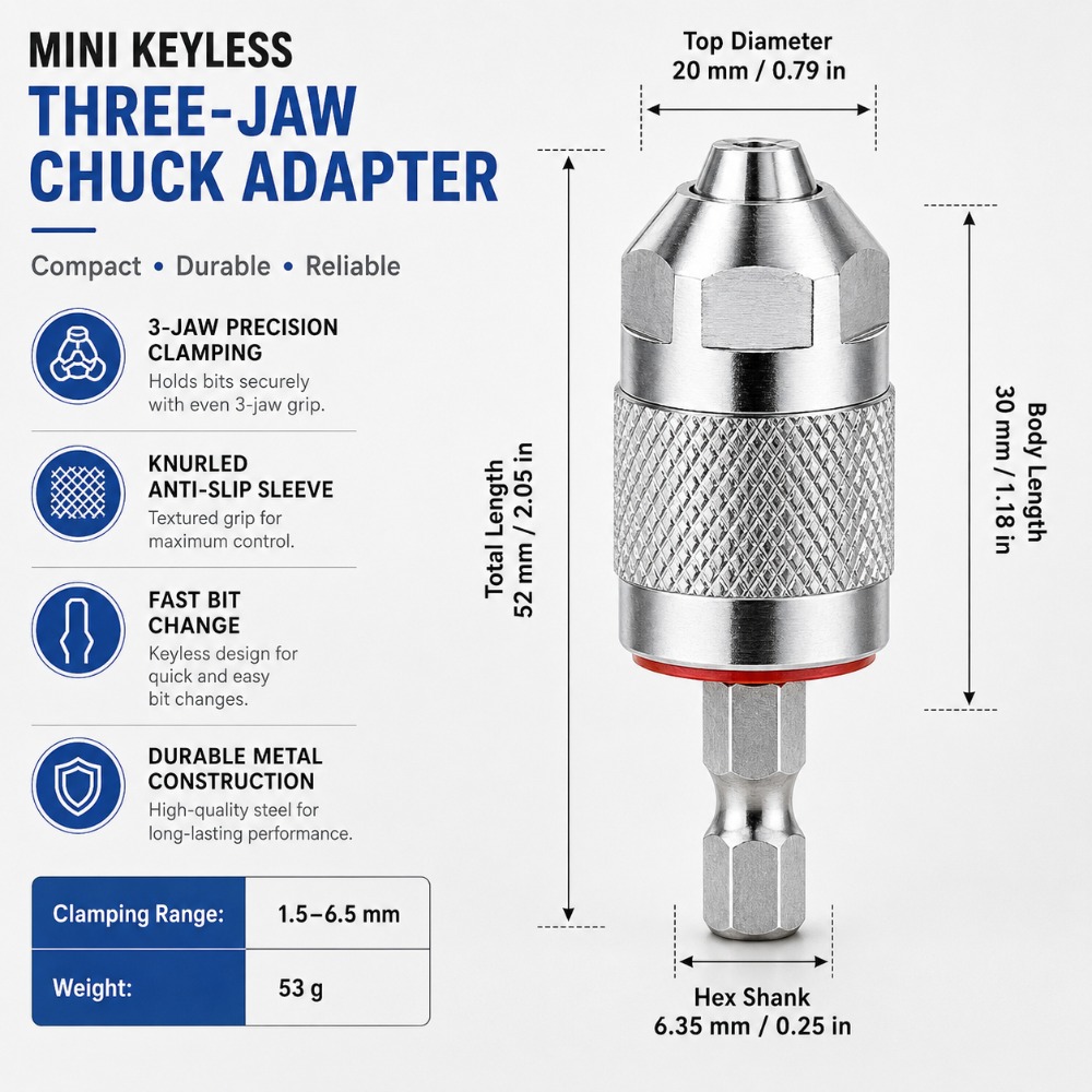 3 Jaw Drill Chuck Adapter with - огляд і ціна Woodworking Essential Tools