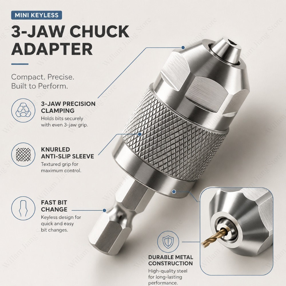 3 Jaw Drill Chuck Adapter with - огляд і ціна Woodworking Essential Tools